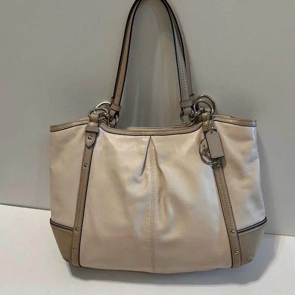 Coach Elegant Bone & Taupe Smooth Leather Shoulder Tote - Picture 9 of 12